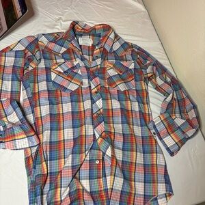 *Vintage* Colorful Plaid Men's Casual Button Down Shirt